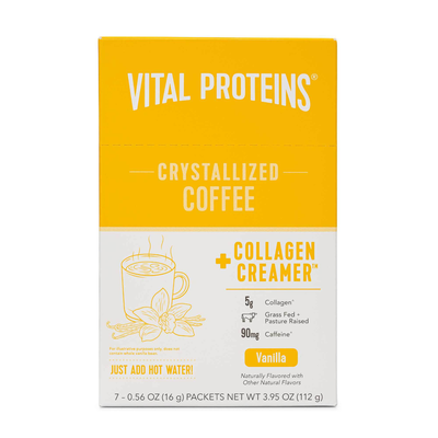 Crystallized Coffee and Collagen Creamer (Vanilla) Stick Pack Box 3.95 Ounces