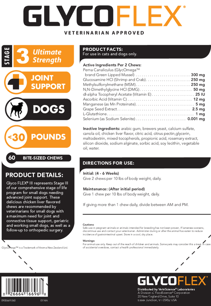 Product image for Glyco-Flex III Mini Bite-Sized Chews.