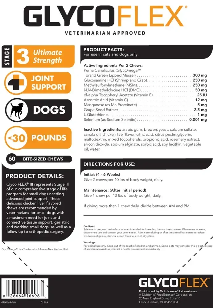 Product image for Glyco-Flex III Mini Bite-Sized Chews.