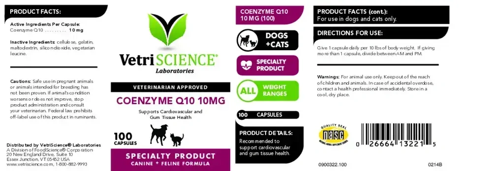 Product image for Coenzyme Q10 10mg (For Dogs and Cats).