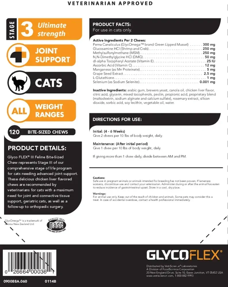 Product image for Glyco-Flex III Feline Bite Sized.