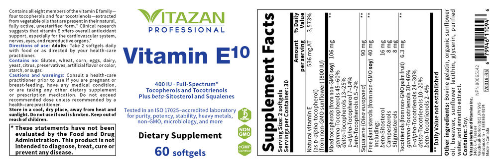 Product image for Vitamin E10 400 IU.