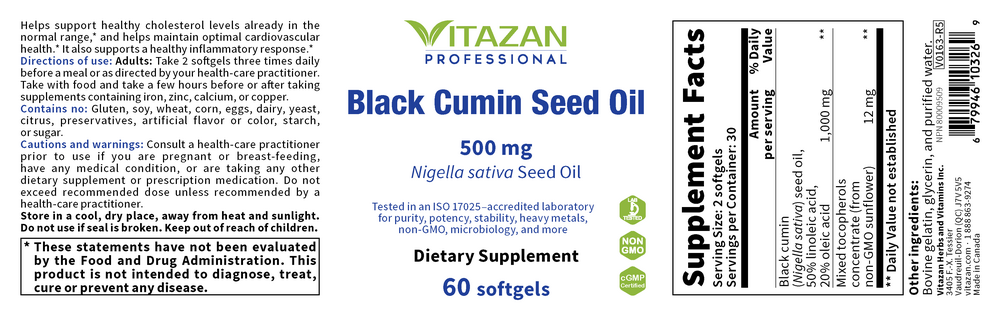 Product image for Black Cumin Seed Oil.
