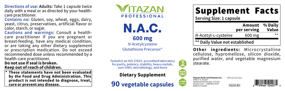 Product image for N.A.C. 600mg.