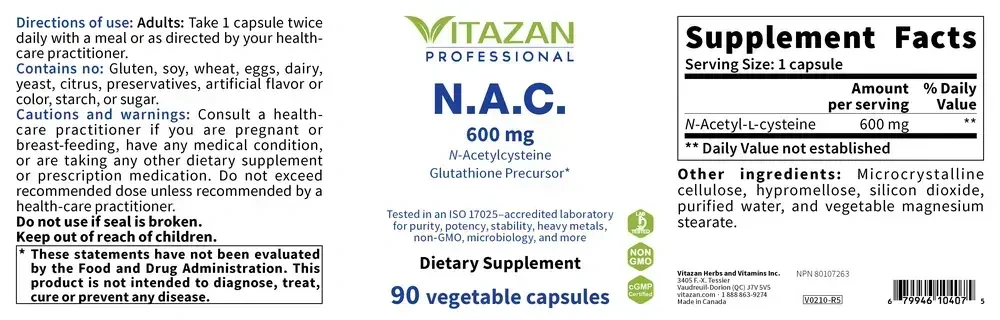 Product image for N.A.C. 600mg.