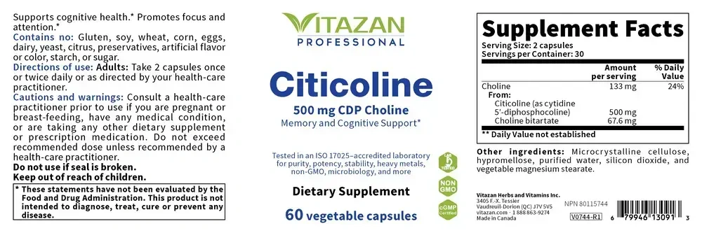 Product image for Citicoline (500mg CDP Choline).