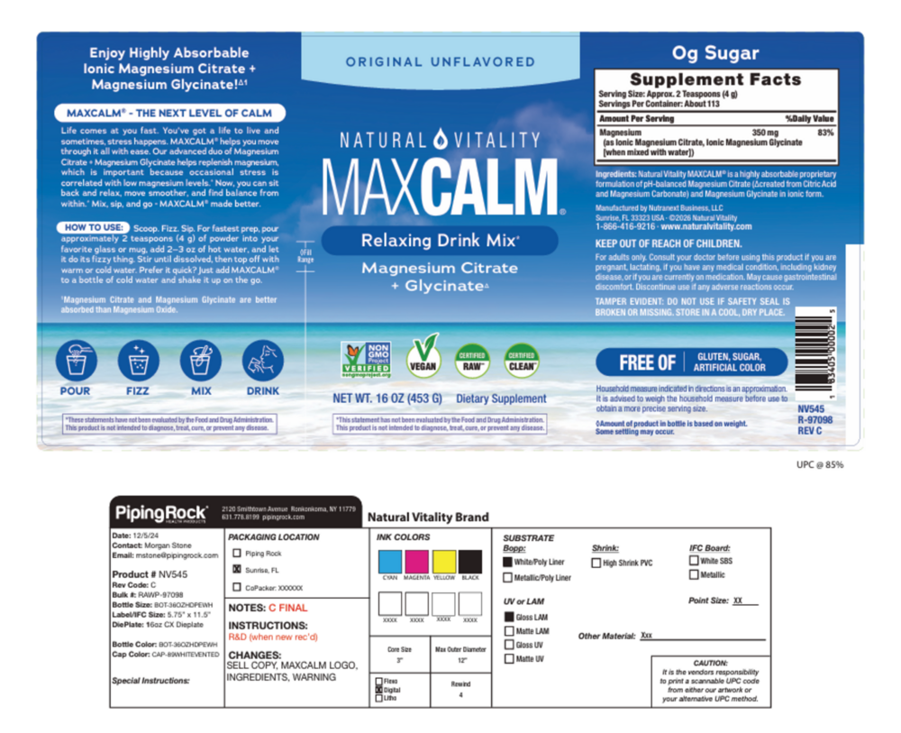 Product image for Natural Vitality MAX CALM Magnesium Citrate + Glycinate Original.
