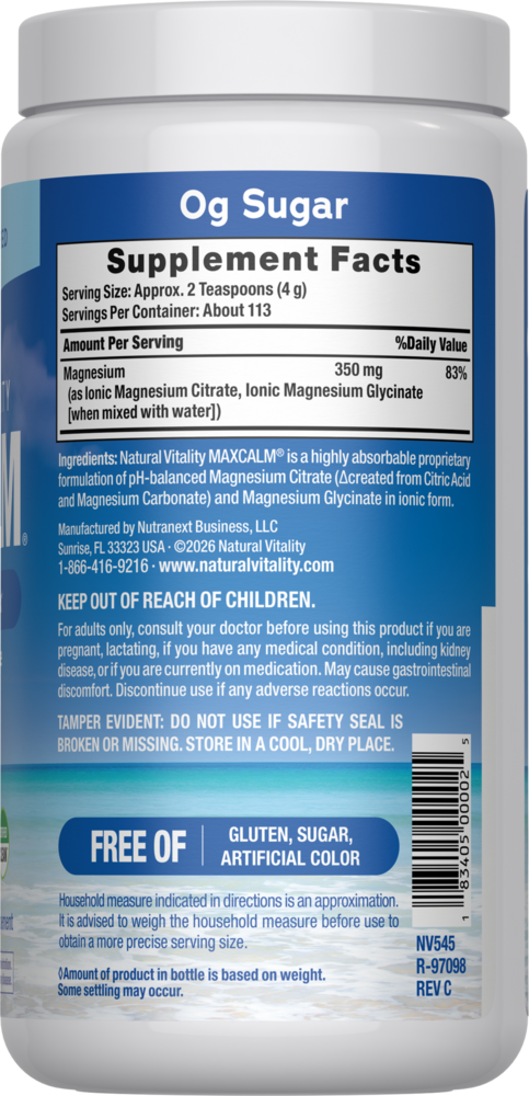 Product image for Natural Vitality MAX CALM Magnesium Citrate + Glycinate Original.