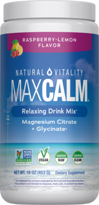 Natural Vitality MAX CALM Magnesium Citrate + Glycinate Raspberry Lemon 453 Grams