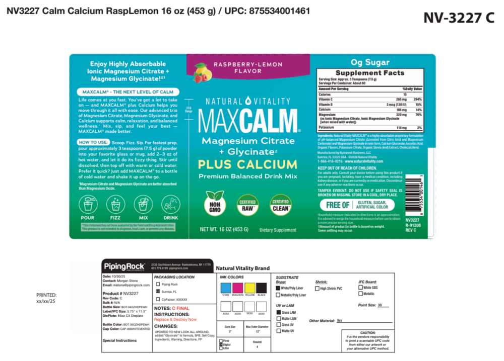Product image for Natural Vitality MAX CALM Plus Calcium.
