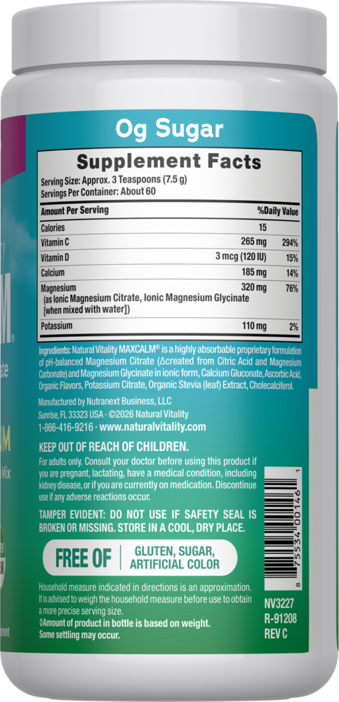 Product image for Natural Vitality MAX CALM Plus Calcium.