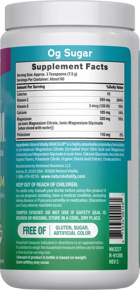 Product image for Natural Vitality MAX CALM Plus Calcium.