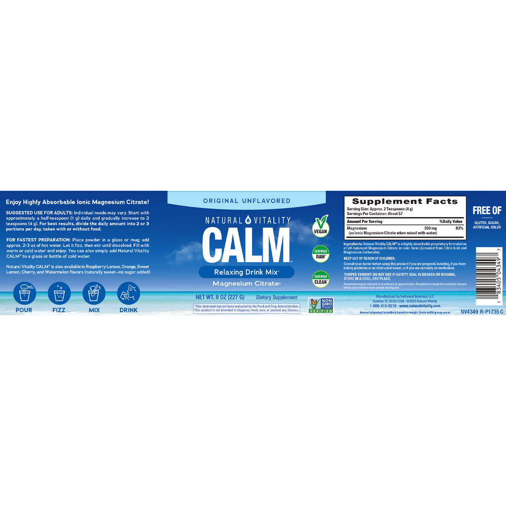 Product image for Natural Vitality MAX CALM Magnesium Citrate + Glycinate Original.