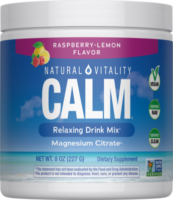 Natural Vitality MAX CALM Magnesium Citrate + Glycinate Raspberry Lemon (226 Grams) Product image for Natural Vitality MAX CALM Magnesium Citrate + Glycinate Raspberry Lemon (226 Grams). Discontinued.