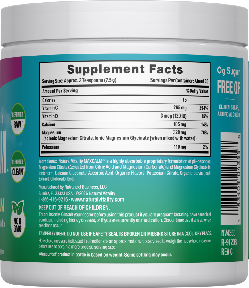 Product image for Natural Vitality MAX CALM Plus Calcium.