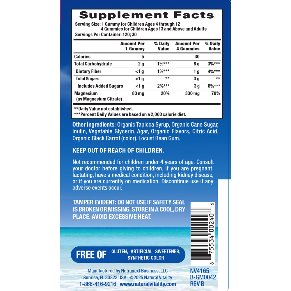 Product image for Natural Vitality MAX CALM Magnesium Citrate + Glycinate Gummies Raspberry Lemon.