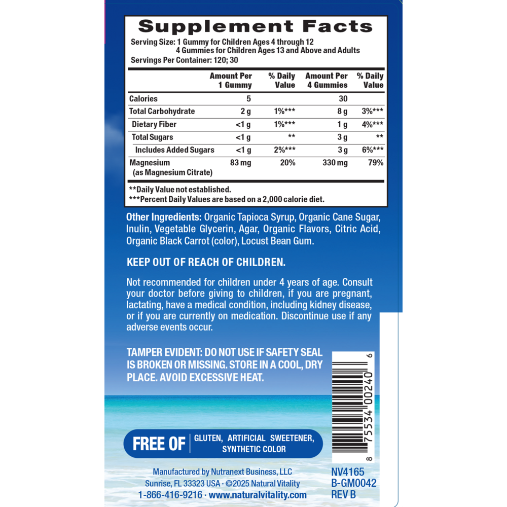 Product image for Natural Vitality MAX CALM Magnesium Citrate + Glycinate Gummies Raspberry Lemon.