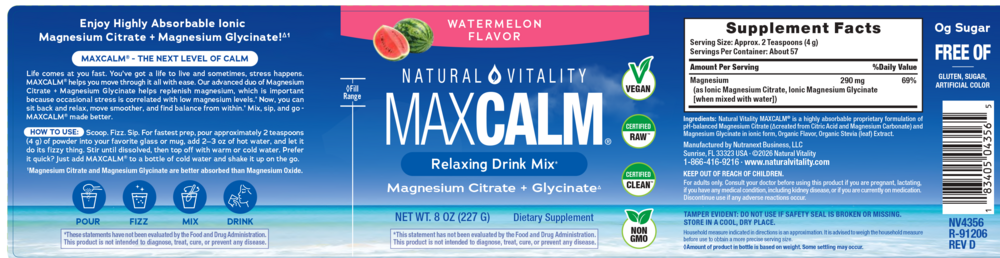 Product image for MAXCALM™ Relaxing Drink Mix, Magnesium Citrate + Glycinate, Watermelon.