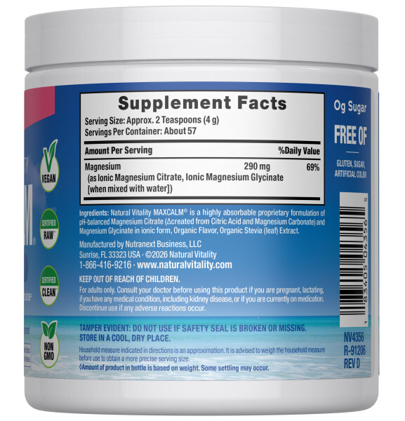 Product image for MAXCALM™ Relaxing Drink Mix, Magnesium Citrate + Glycinate, Watermelon.