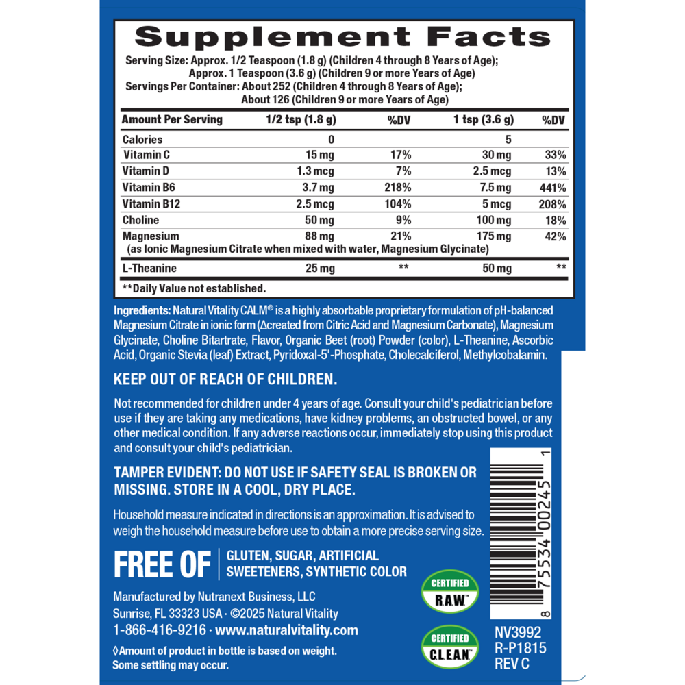 Product image for CALM Kids Magnesium Supplement, Mixed Berry.
