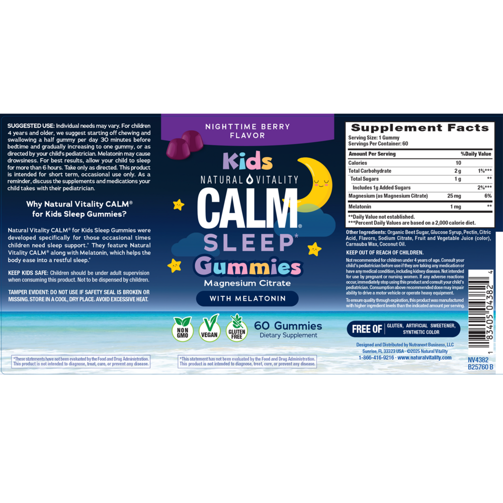 Product image for CALM Kids Sleep Gummies Magnesium Citrate with Melatonin, Berry.