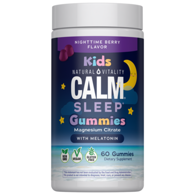 CALM Kids Sleep Gummies Magnesium Citrate with Melatonin, Berry 60 gummies