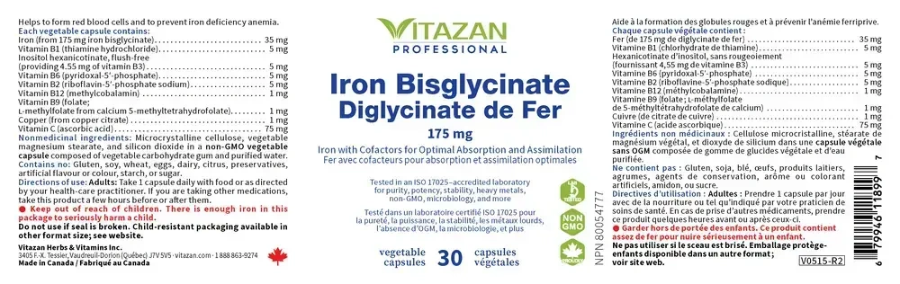 Product image for Iron Bisglycinate 175mg.