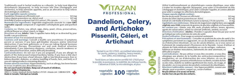 Product image for Dandelion, Celery, and Artichoke.