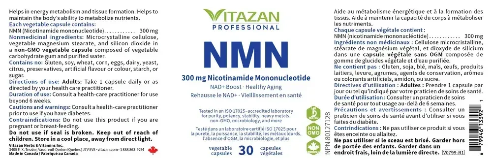 Product image for NMN (Nicotimanide Mononucleotide).