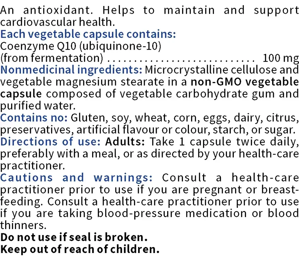 Product image for Co-Enzyme Q10 (100 mg).