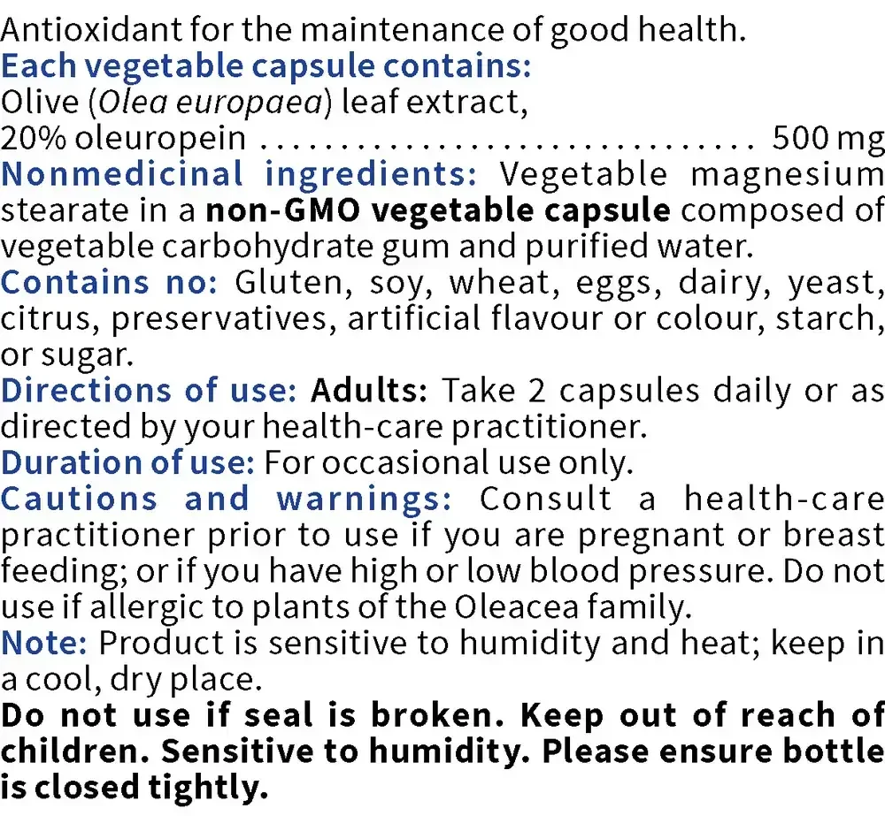 Product image for Olive Leaf Extract 500 mg.