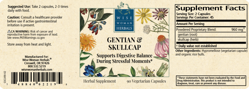 Product image for Gentian and Skullcap Capsules.