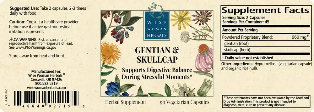 Product image for Gentian and Skullcap Capsules.