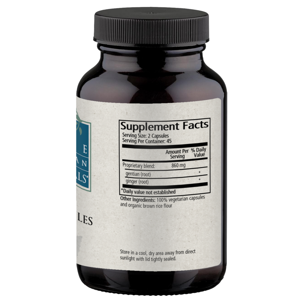 Product image for Gentian and Ginger Capsules.