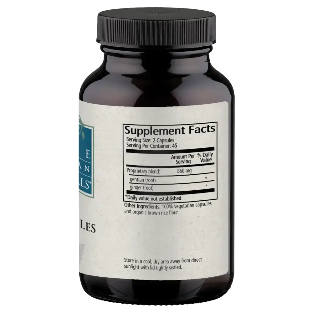 Product image for Gentian and Ginger Capsules.
