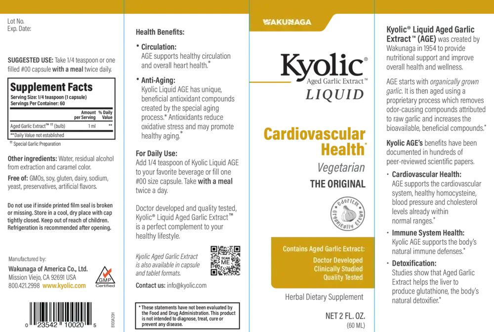 Product image for Kyolic Aged Garlic Extract Liquid (Cardiovascular Health).