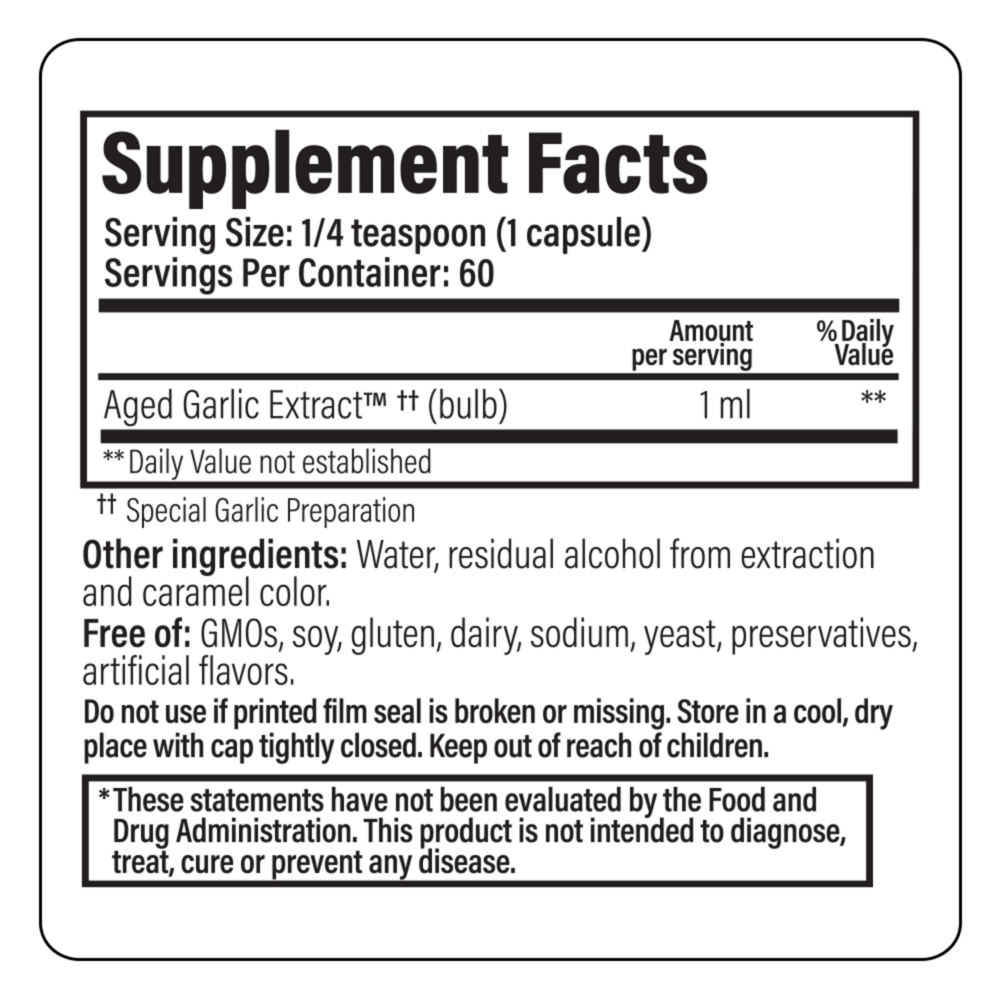 Product image for Liquid Aged Garlic Extract Plain No caps Formula 100.