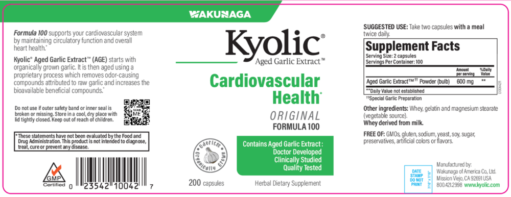 Product image for Kyolic Aged Garlic Extract Cardiovascular Formula 100.