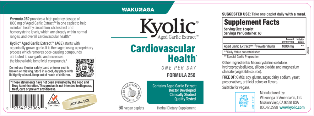 Product image for Kyolic Formula 250 One Per Day (Cardiovascular Health).