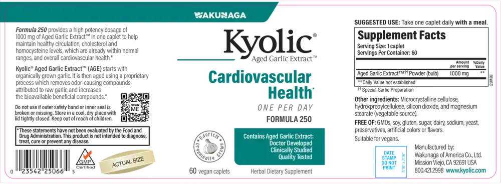 Product image for Kyolic Formula 250 One Per Day (Cardiovascular Health).