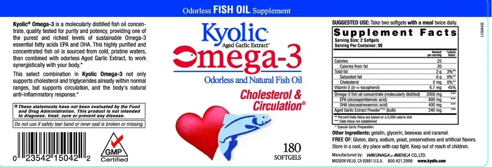 Product image for Kyolic Formula 150 (Cholesterol &amp; Circulation Health).