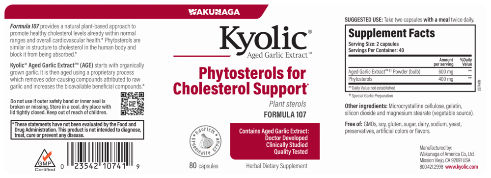 Product image for Kyolic Aged Garlic Extract Formula 107 - Cholesterol Support.