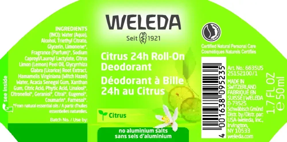 Product image for Citrus 24h Roll-On Deodorant.