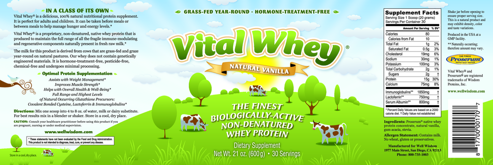 Product image for Vital Whey®, Vanilla Grass Fed Whey Protein.