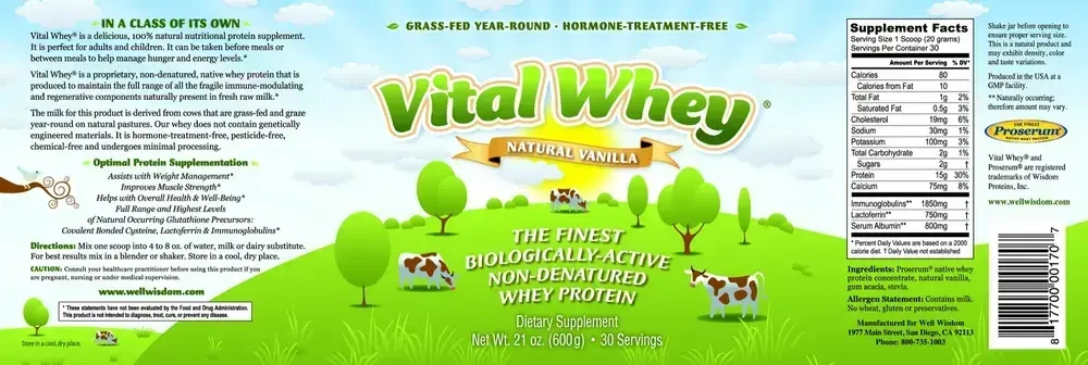 Product image for Vital Whey®, Vanilla Grass Fed Whey Protein.