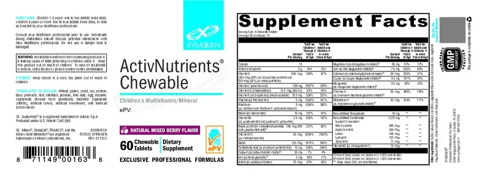 Product image for ActivNutrients Chewable Mixed Berry (Multivitamin).