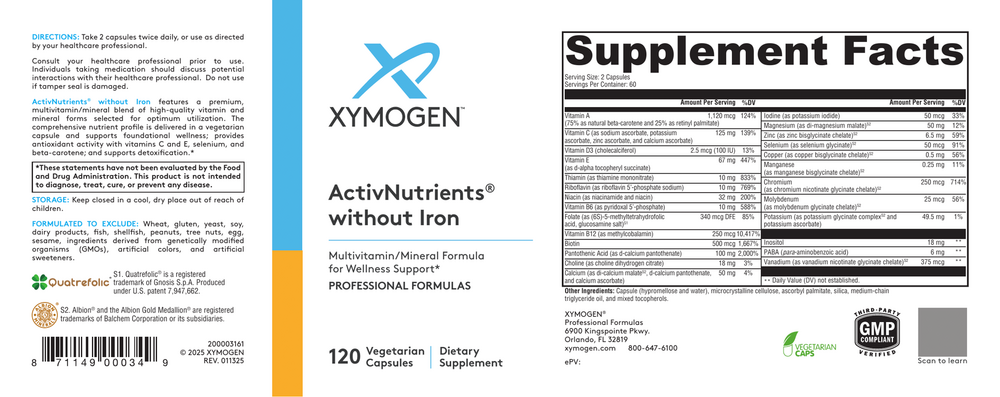 Product image for ActivNutrients Without Iron (Multivitamin).