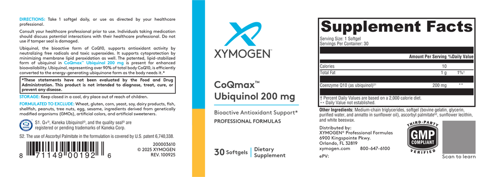 Product image for CoQmax Ubiquinol 200mg.