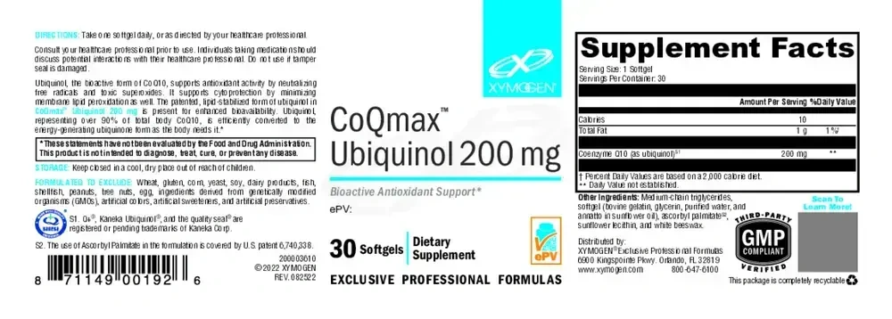 Product image for CoQmax Ubiquinol 200mg.