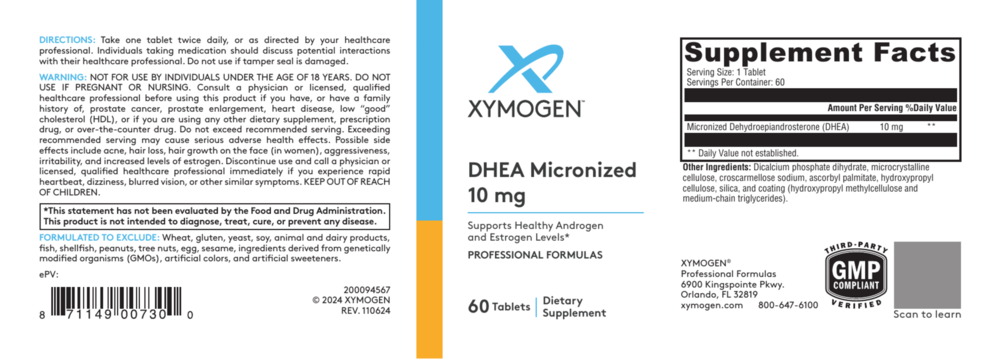 Product image for DHEA Micronized 10mg.